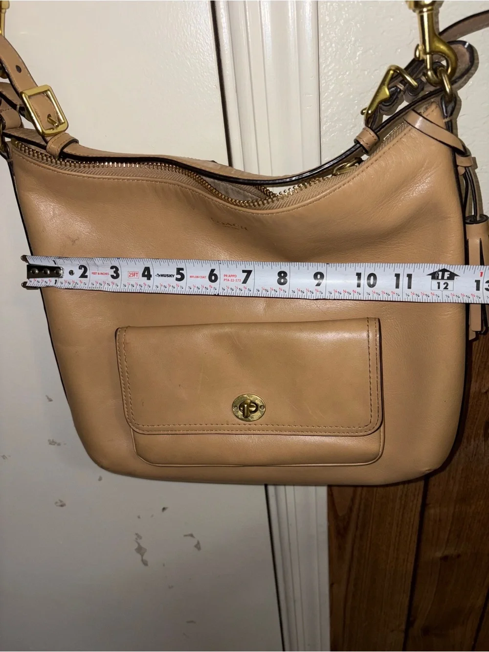 Coach Leather Shoulder Bag in Light Beige/Tan